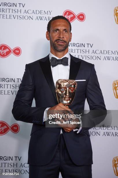 Rio Ferdinand winner of Single Documentary for 'Rio Ferdinand: Being Mum and Dad' poses in the press room at the Virgin TV British Academy Television...