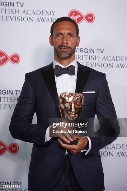 Rio Ferdinand winner of Single Documentary for 'Rio Ferdinand: Being Mum and Dad' poses in the press room at the Virgin TV British Academy Television...