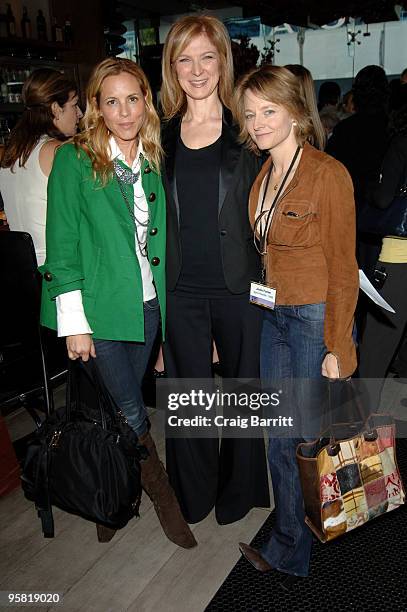 Maria Bello, Executive Director of Film Independent Dawn Hudson and Jodie Foster attend the Film Independent 2010 Spirit Awards Nominee Brunch at the...