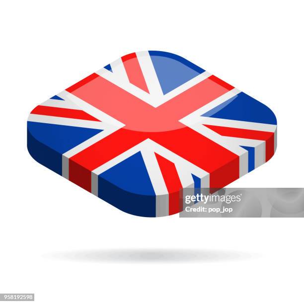 united kingdom - isometric 3d flag vector glossy icon - bricks isolated stock illustrations