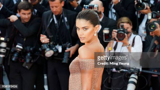 Sara Sampaio attends the screening of "Girls Of The Sun " during the 71st annual Cannes Film Festival at Palais des Festivals on May 12, 2018 in...