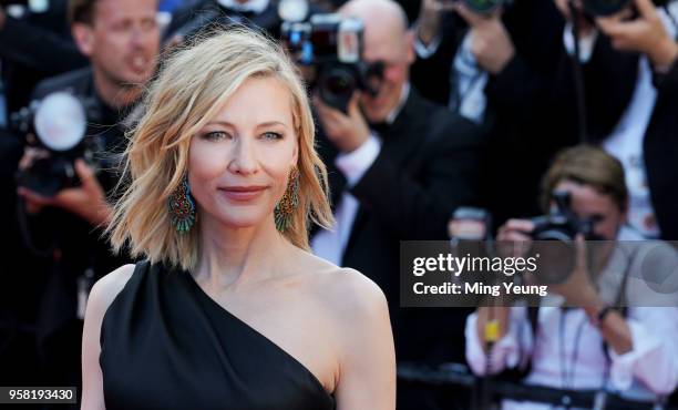 Cate Blanchett attends the screening of "Girls Of The Sun " during the 71st annual Cannes Film Festival at Palais des Festivals on May 12, 2018 in...