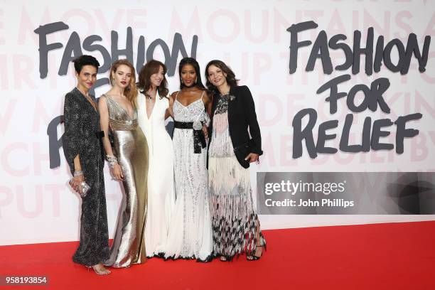 Farida Khelfa, Natalia Vodianova, Carla Bruni, Naomi Campbell and Marpessa Hennink attend Fashion for Relief Cannes 2018 during the 71st annual...