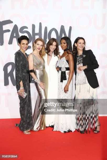 Farida Khelfa, Natalia Vodianova, Carla Bruni, Naomi Campbell and Marpessa Hennink attend Fashion for Relief Cannes 2018 during the 71st annual...