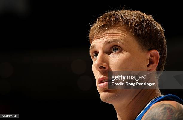 Jason Williams of the Orlando Magic looks on during a break in the action against the Denver Nuggets during NBA action at Pepsi Center on January 13,...
