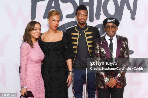 Satchel Lee, Tonya Lewis, Jackson Lee and Spike Lee attends Fashion For Relief Cannes 2018 during the 71st annual Cannes Film Festival at Aeroport...