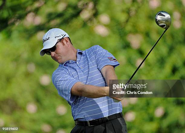 Troy Matteson tees off on during the third round of the Sony Open in Hawaii held at Waialae Country Club on January 16, 2010 in Honolulu, Hawaii.