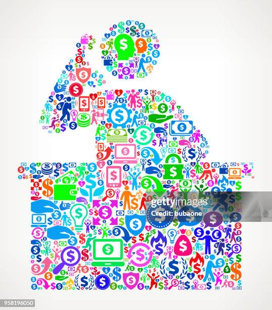 receptionist money vector icon pattern - bingo caller stock illustrations