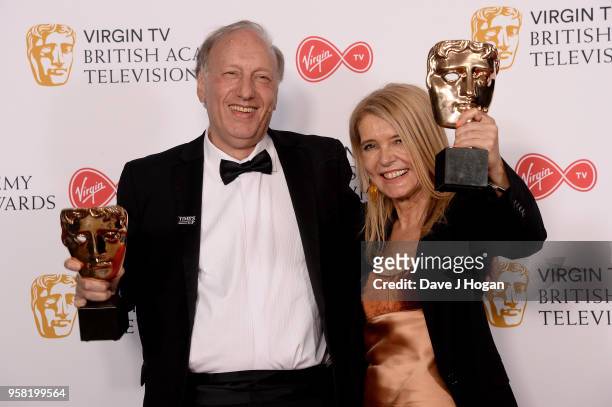 Winners of Specialist Factual for 'Basquiat - Rage To Riches', David Shulman and Janet Lee pose in the press room at the Virgin TV British Academy...