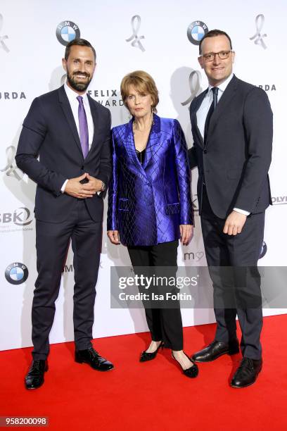 Christa Maar, director Felix Burda Stiftung, with German politician Jens Spahn and his boyfriend Daniel Funke attend the Felix Burda Award at Hotel...