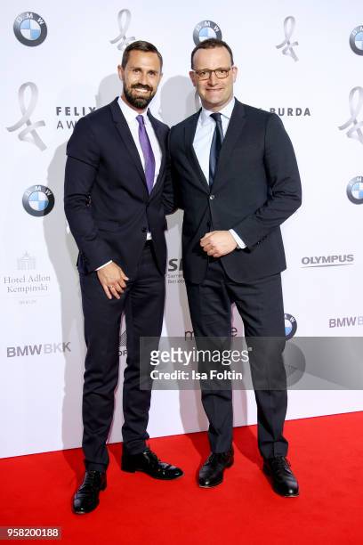 German politician Jens Spahn and his boyfriend Daniel Funke attend the Felix Burda Award at Hotel Adlon on May 13, 2018 in Berlin, Germany.