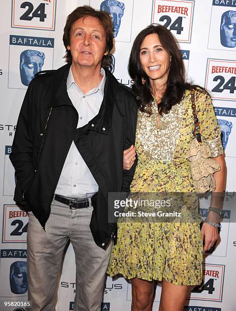 Musician Paul McCartney and Nancy Shevell attends the BAFTA/LA's 16th Annual Awards Season Tea Party at Beverly Hills Hotel on January 16, 2010 in...