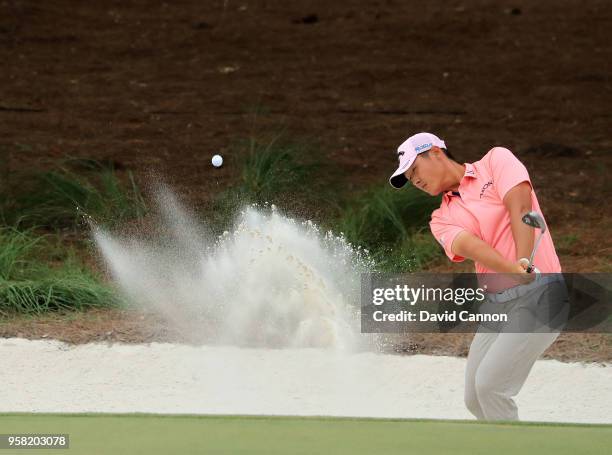 Danny Lee of New Zealand plays his third shot on the par 4, 14th hole during the final round of the THE PLAYERS Championship on the Stadium Course at...