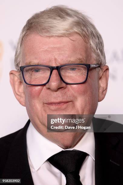 John Motson poses in the press room at the Virgin TV British Academy Television Awards at The Royal Festival Hall on May 13, 2018 in London, England.