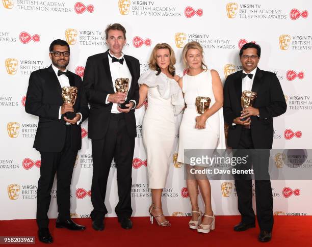 Winners of News Coverage for 'The Rohingya Crisis', Ashish Joshi, Martin Smith, Alex Crawford and Neville Lazarus pose with presenter Victoria...