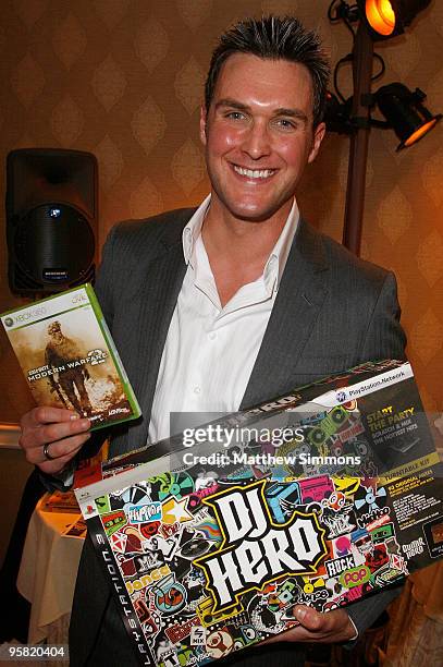 Actor Owain Yeoman visits the Activision display during the HBO Luxury Lounge in honor of the 67th annual Golden Globe Awards held at the Four...