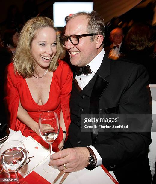 Actress Ann-Kathrin Kramer and actor Harald Krassnitzer attend the 37th German Filmball 2010 at the Hotel Bayerischer Hof on January 16, 2010 in...