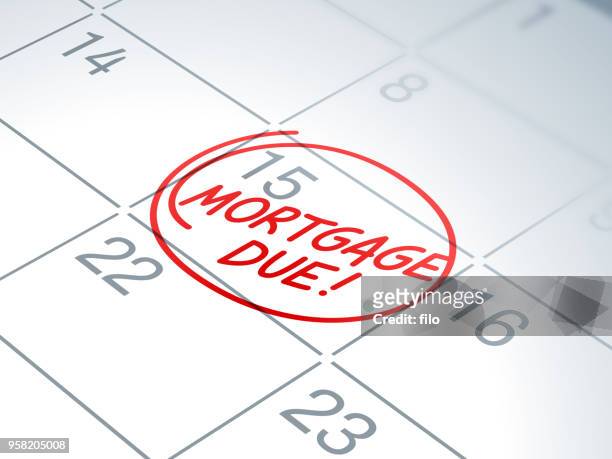 mortgage due calendar reminder - checking the time stock illustrations
