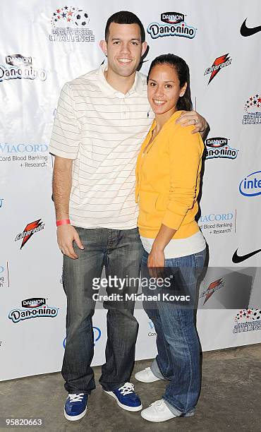 Lakers player Jordan Farmar and fiancee soccer player Jill Oakes participate in the 3rd Annual Mia Hamm & Nomar Garciaparra Celebrity Soccer...