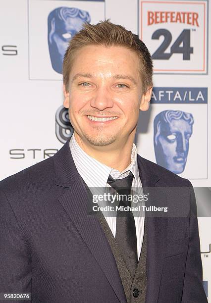 Actor Jeremy Renner arrives at the BAFTA/LA 16th Annual Awards Season Tea Party, held at the Beverly Hills Hotel on January 16, 2010 in Beverly...
