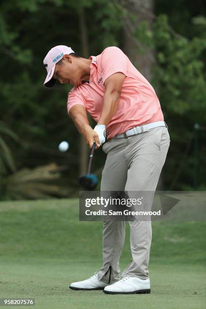 Danny Lee of New Zealand plays his shot from the 15th tee during the final round of THE PLAYERS Championship on the Stadium Course at TPC Sawgrass on...