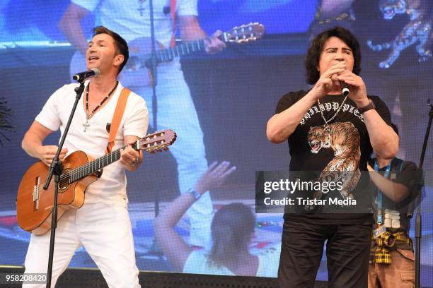 Lucas Cordalis and his father Costa Cordalis during the Megapark Mallorca Season opening on May 13, 2018 in Palma de Mallorca, Spain.