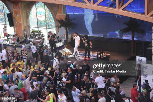 Lucas Cordalis and his father Costa Cordalis during the Megapark Mallorca Season opening on May 13, 2018 in Palma de Mallorca, Spain.