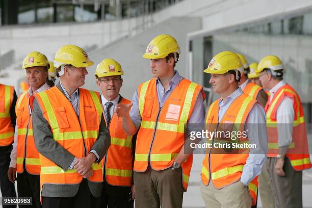 Prince William talks with Eden Park Chairman John Waller , and New Zealand Prime Minister John Key about the redevelopments to Eden Park on the first...