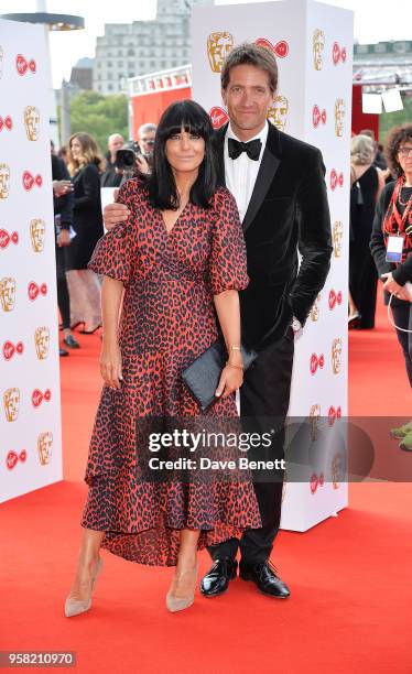 Claudia Winkleman and Kris Thykier attend the Virgin TV British Academy Television Awards at The Royal Festival Hall on May 13, 2018 in London,...