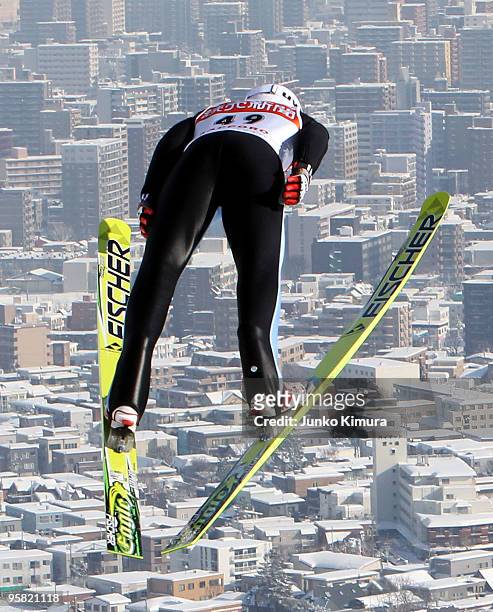 Georg Spaeth of Germany competes in the FIS Ski Jumping World Cup Sapporo 2010 at Okurayama Jump Stadium on January 17, 2010 in Sapporo, Japan.