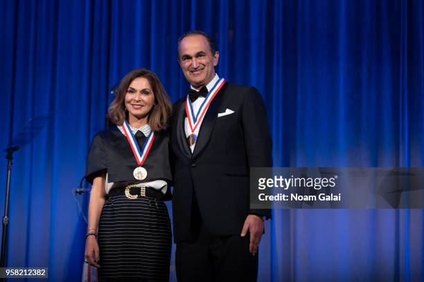 Angella Nazarian and David Nazarian attend the 2018 Ellis Island Medals of Honor at Ellis Island on May 12, 2018 in New York City.
