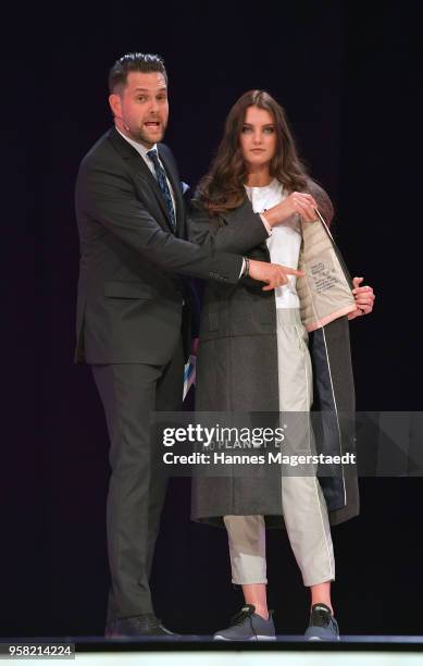 Matthias Killing and Model Jennifer during the GreenTec Awards 2018 at ICM Munich on May 13, 2018 in Munich, Germany.