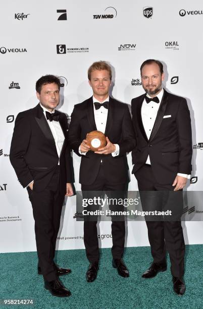 Sven Krueger, Nico Rosberg and Marco Voigt attend the GreenTec Awards 2018 at ICM Munich on May 13, 2018 in Munich, Germany.