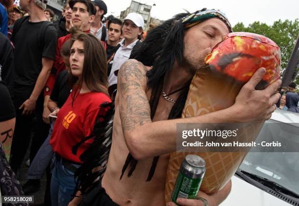 Parisians demonstrate to legalize soft drugs on May 12, 2018 in Paris, France. The Cannaparade is the main manifestation in France in favor of a...