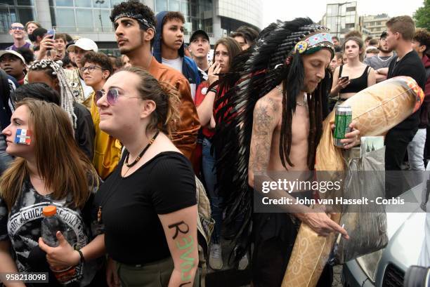 Parisians demonstrate to legalize soft drugs on May 12, 2018 in Paris, France. The Cannaparade is the main manifestation in France in favor of a...