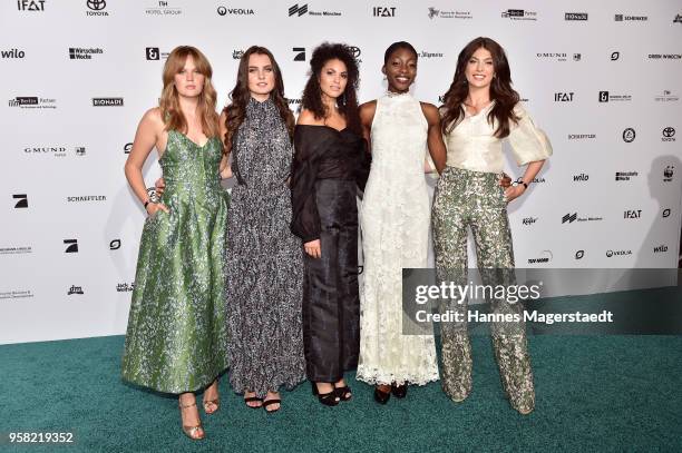 Model Pia, Jennifer, Julianna, Toni and Christina attend the GreenTec Awards 2018 at ICM Munich on May 13, 2018 in Munich, Germany.