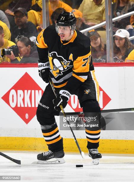 Evgeni Malkin of the Pittsburgh Penguins skates against the Washington Capitals in Game Six of the Eastern Conference Second Round during the 2018...