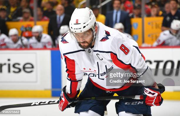 Alex Ovechkin of the Washington Capitals skates against the Pittsburgh Penguins in Game Six of the Eastern Conference Second Round during the 2018...