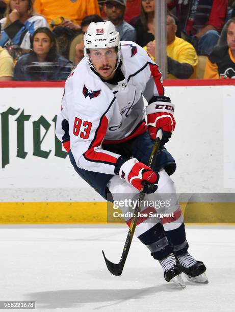 Jay Beagle of the Washington Capitals skates against the Pittsburgh Penguins in Game Six of the Eastern Conference Second Round during the 2018 NHL...