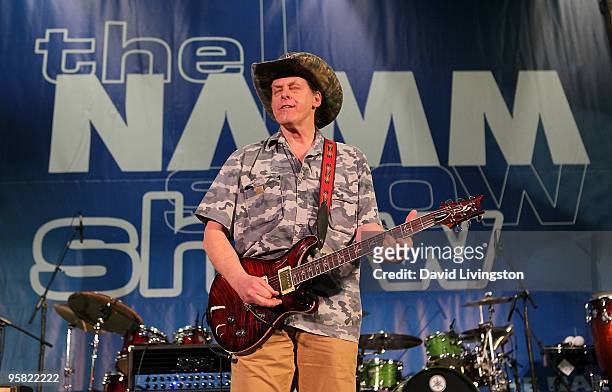 Musician Ted Nugent performs on stage at the 2010 NAMM Show - Day 3 at the Anaheim Convention Center on January 16, 2010 in Anaheim, California.