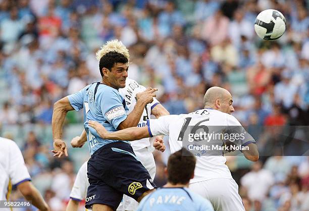 John Aloisi of Sydney FC shoots for goal during the round 23 A-League match between Sydney FC and Gold Coast United at the Sydney Football Stadium on...