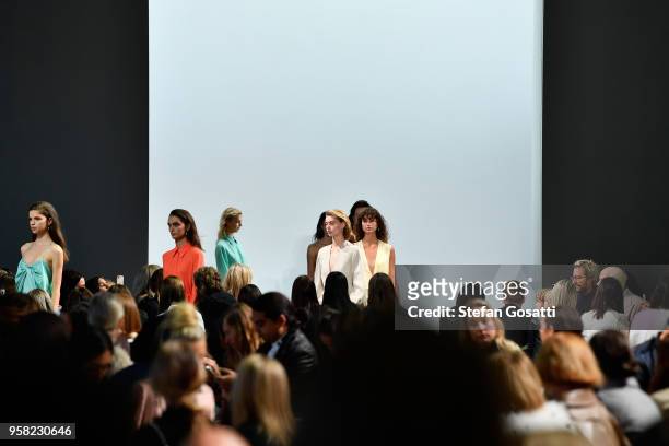 Models walk the runway during the Bianca Spender show at Mercedes-Benz Fashion Week Resort 19 Collections at Carriageworks on May 14, 2018 in Sydney,...