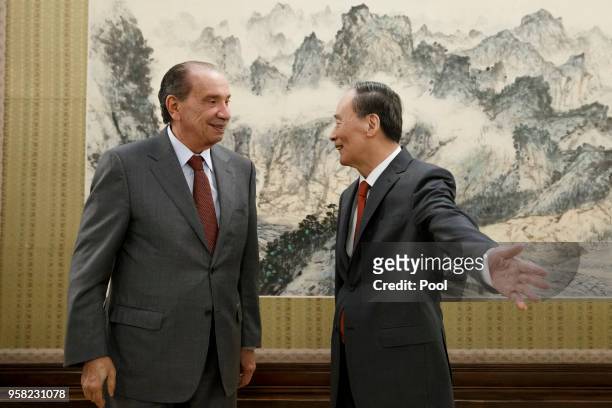 Brazilian Foreign Minister Aloysio Nunes meets Chinese Vice President Wang Qishan at Zhongnanhai Leadership Compound May 14, 2018 in Beijing, China.