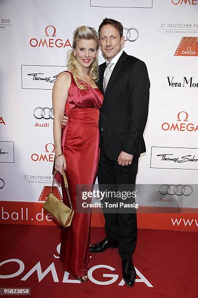 Eva Habermann and actor Wotan Wilke Moehring attend the 37 th German Filmball 2010 at the hotel Bayrischer Hof on January 16, 2010 in Munich, Germany.