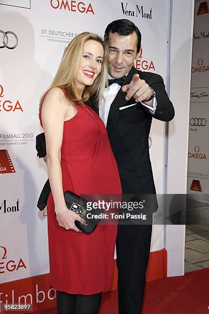 Erol Sander and Caroline Goddet attend the 37 th German Filmball 2010 at the hotel Bayrischer Hof on January 16, 2010 in Munich, Germany.
