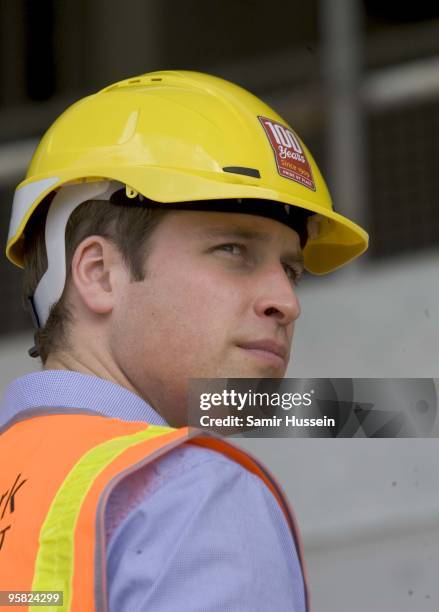 Prince William views developments at Eden Park for the 2011 Rugby World Cup on the first day of his visit to New Zealand on January 17, 2010 in...