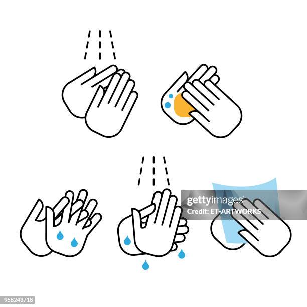 vector wash hand icon - scrubbing up stock illustrations