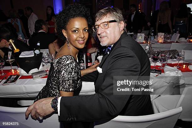 Actress Dennenesch Zoude and director Carlo Rola attend the 37 th German Filmball 2010 at the hotel Bayrischer Hof on January 16, 2010 in Munich,...