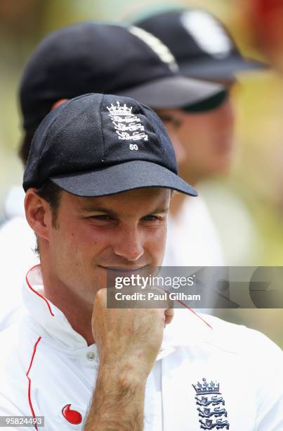 Captain Andrew Strauss of England looks dejected following England's loss to South Africa during day four of the fourth test match between South...
