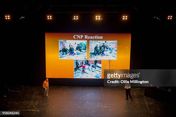 Javier Pena and Steve Murphy attend a conversation on Narcos Murphy at Brixton Academy on May 13, 2018 in London, England.